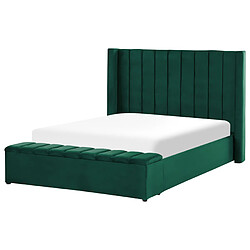 Beliani Lit double en velours vert avec banc coffre 140 x 200 cm NOYERS pas cher