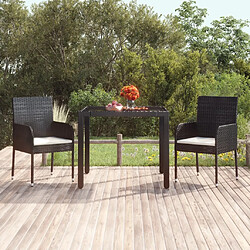 Maison Chic Table de jardin | Table d'extérieur dessus en verre Noir 90x90x75 cm Résine tressée -GKD26054