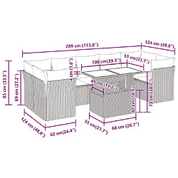 vidaXL Salon de jardin 8 pcs avec coussins noir résine tressée pas cher