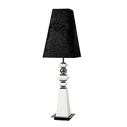 Inspired Lampe de table E27, abat-jour en daim noir, blanc/cristal, non compatible LED/CFL