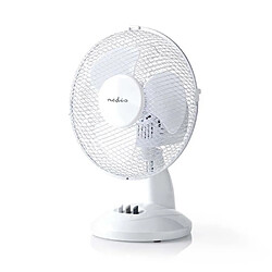 Avis NEDIS Ventilateur de table DIAM 22cm 3 Vitesses Oscillation 22W Hauteur réglable Blanc