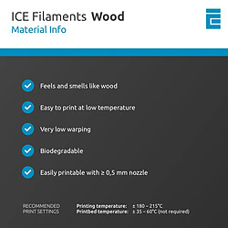 Avis ICE FILAMENTS Fillament pour imprimante 3D, bois 1.75mm., Original Oak, 0.50kg