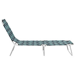 Avis Maison Chic Chaise longue pliable de jardin | Bain de soleil Relax | Transat acier et tissu motif de feuilles -GKD71540