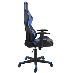 Decoshop26 Fauteuil chaise de bureau sur roulettes gamer pivotante en synthétique noir bleu 04_0001854 pas cher