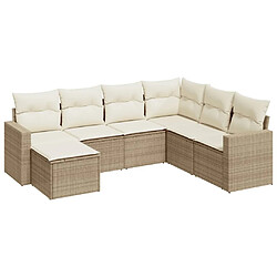 Maison Chic Salon de jardin avec coussins 7 pcs | Ensemble de Table et chaises | Mobilier d'Extérieur beige résine tressée -GKD83430