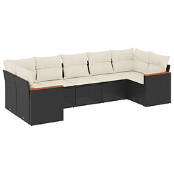 Maison Chic Salon de jardin 7 pcs avec coussins | Ensemble de Table et chaises | Mobilier d'Extérieur noir résine tressée -GKD99182