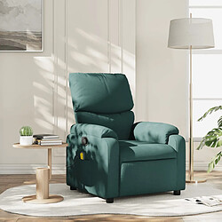 vidaXL Fauteuil de massage inclinable Vert foncé Tissu