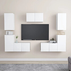 vidaXL Ensemble de meubles TV 7 pcs Blanc Bois d'ingénierie