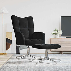 vidaXL Chaise de relaxation avec tabouret Noir Velours