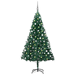 vidaXL Arbre de Noël artificiel pré-éclairé et boules vert 150 cm PVC