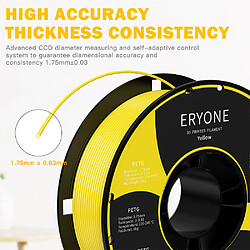 None Filament PETG ERYONE pour imprimante 3D 1,75 mm Tolérance 0,03 mm 1 kg (2,2 lb)/bobine - Jaune