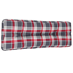 vidaXL Coussin de palette motif à carreaux rouge 120x40x12 cm tissu