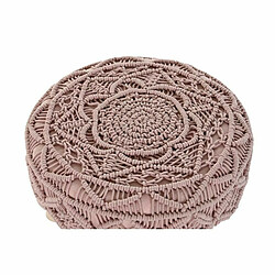 Repose-pied DKD Home Decor Naturel Rose clair Bois Boho Macramé 53 x 53 x 31 cm