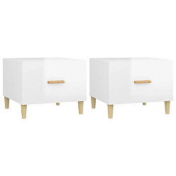 vidaXL Tables basses 2 pcs blanc brillant 50x50x40cm bois d'ingénierie