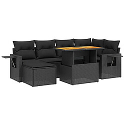 Maison Chic Ensemble Tables et chaises d'extérieur 7pcs avec coussins,Salon de jardin noir résine tressée -GKD432240