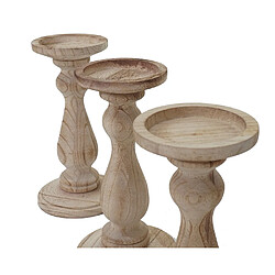 Decoshop26 Lot de 3 bougeoirs style vintage hauteur 24cm en bois marron naturel 04_0002989