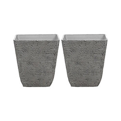 Beliani Lot de 2 cache-pots gris 49 x 49 x 53 cm DELOS