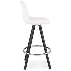 Avis Alterego Tabouret snack mi-hauteur 'FLORENCE MINI' en tissu bouloché blanc et 4 pieds en bois noir