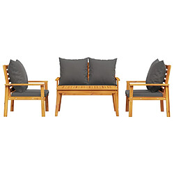 Avis Maison Chic Ensemble de 4 Tables et chaises d'extérieur avec coussins,Salon de jardin Bois d'acacia solide -GKD756408