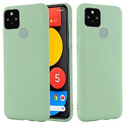 Coque en silicone Liquide de couleur unie bien protégé avec sangle vert pour votre Google Pixel 5a 5G