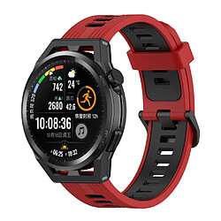 Bracelet en silicone 22mm avec boucle, rouge/noir pour votre Samsung Galaxy Watch 3 45mm R840/Gear S3/Huawei Watch GT 2e/GT3 46mm/GT Runner