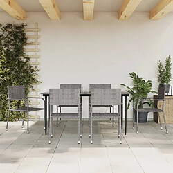 vidaXL Ensemble à Manger de jardin 7pcs gris/noir résine tressée/acier