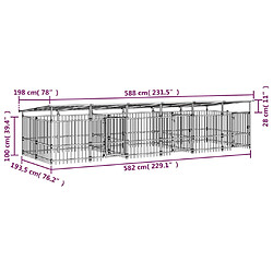 vidaXL Chenil d'extérieur avec toit pour chiens Acier 11,26 m² pas cher