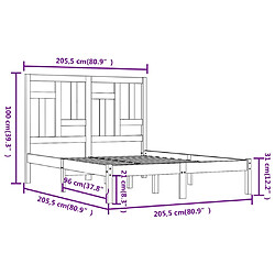 vidaXL Cadre de lit sans matelas gris 200x200 cm bois massif de pin pas cher