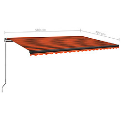 vidaXL Auvent automatique capteur de vent/LED 500x300 cm Orange marron pas cher