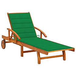 Maison Chic Chaise longue de jardin avec coussin | Bain de soleil Relax | Transat Bois d'acacia solide -GKD70612