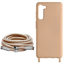 Avizar Coque Cordon pour Samsung Galaxy S23 Plus Lanière Tour du Cou 80cm Rose Poudré