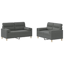 Maison Chic Ensemble de canapés 2 pcs coussins, Canapé droit Sofa pour Salon gris foncé tissu -GKD642094