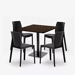 Avis Grand Soleil Ensemble 1 Table Horeca 90x90cm et 4 Chaises Empilables Restaurant Bar Cuisine Jasper - Noir