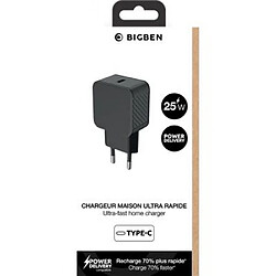 Avis Chargeur maison 25W Power Delivery Noir - 100% Plastique recyclé Bigben