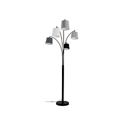 Vente-Unique Lampadaire 5 abat-jours VARIETONE - base marbre et tissu gris et blanc - H. 210 cm