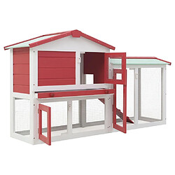 Helloshop26 Clapier large d'extérieur rouge et blanc 145 x 45 x 85 cm bois 02_0000608