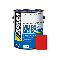 Apara Peinture intérieure couleur, acrylique satinée-2.5 litres-Rubis