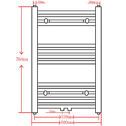 vidaXL Sèche-serviettes eau chaude à rails incurvés noir 500 x 764 mm pas cher