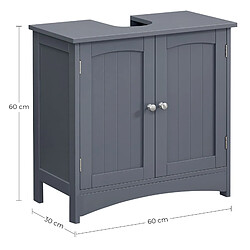 Helloshop26 Meuble sous lavabo meuble de salle de bain placard de rangement 2 portes battantes 1 étagère réglable espace de rangement sur pied style cottage gris 12_0002745