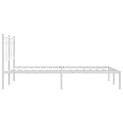 Acheter Vidaxl Cadre de lit métal avec tête de lit blanc 140x190 cm