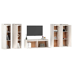 Avis vidaXL Meubles TV 5 pcs Blanc Bois massif de pin