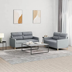 Maison Chic Ensemble de canapés 2 pcs avec coussins, Canapé droit Sofa pour Salon Gris clair Tissu -GKD308453