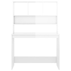 Acheter vidaXL Bureau et étagères Blanc brillant 102x45x148 cm Bois ingénierie