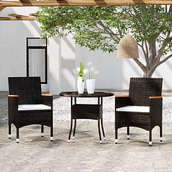 Maison Chic Mobilier à dîner 3 pcs de jardin - Ensemble table et chaises d'extérieur - Salon/Mobilier de jardin classique Résine tressée Noir -MN29415