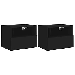 vidaXL Meubles TV muraux 2 pcs noir 40x30x30 cm bois d'ingénierie