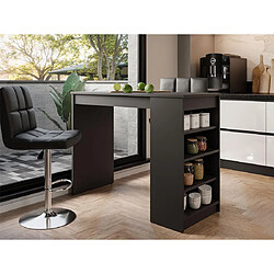 Bestmobilier Drazic - table de bar avec rangements - noir - de 2 à 4 personnes