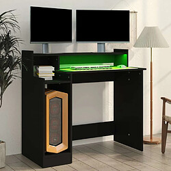 Acheter Maison Chic Bureau solide,Table de travail,Bureau d'ordinateur avec lumières LED noir 97x45x90 cm bois d'ingénierie -GKD69169