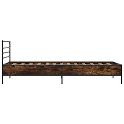 Acheter Vidaxl Cadre de lit chêne fumé 90x200 cm bois d'ingénierie et métal