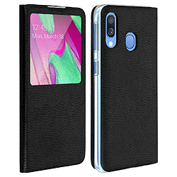 Avizar Housse Samsung Galaxy A40 Etui à Clapet Fenêtre Coque Ultra-fin Noir