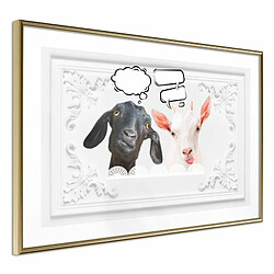 Paris Prix Affiche Murale Encadrée Conversation of Two Goats 30 x 20 cm Or